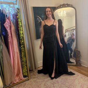 Sophisticated Black Sequin Prom Dress